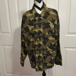 Obey Men's Green and Brown Camouflage Field Jacket